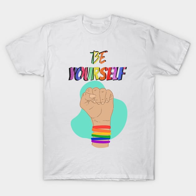 Be Yourself - Rainbow Bands - Gay Pride T-Shirt by Shaun Dowdall